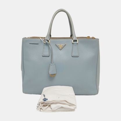 PRADA Galleria Extra Large Light Blue Cowhide Single Shoulder Bag Handbag Golden hardware-(SKU)-948949489