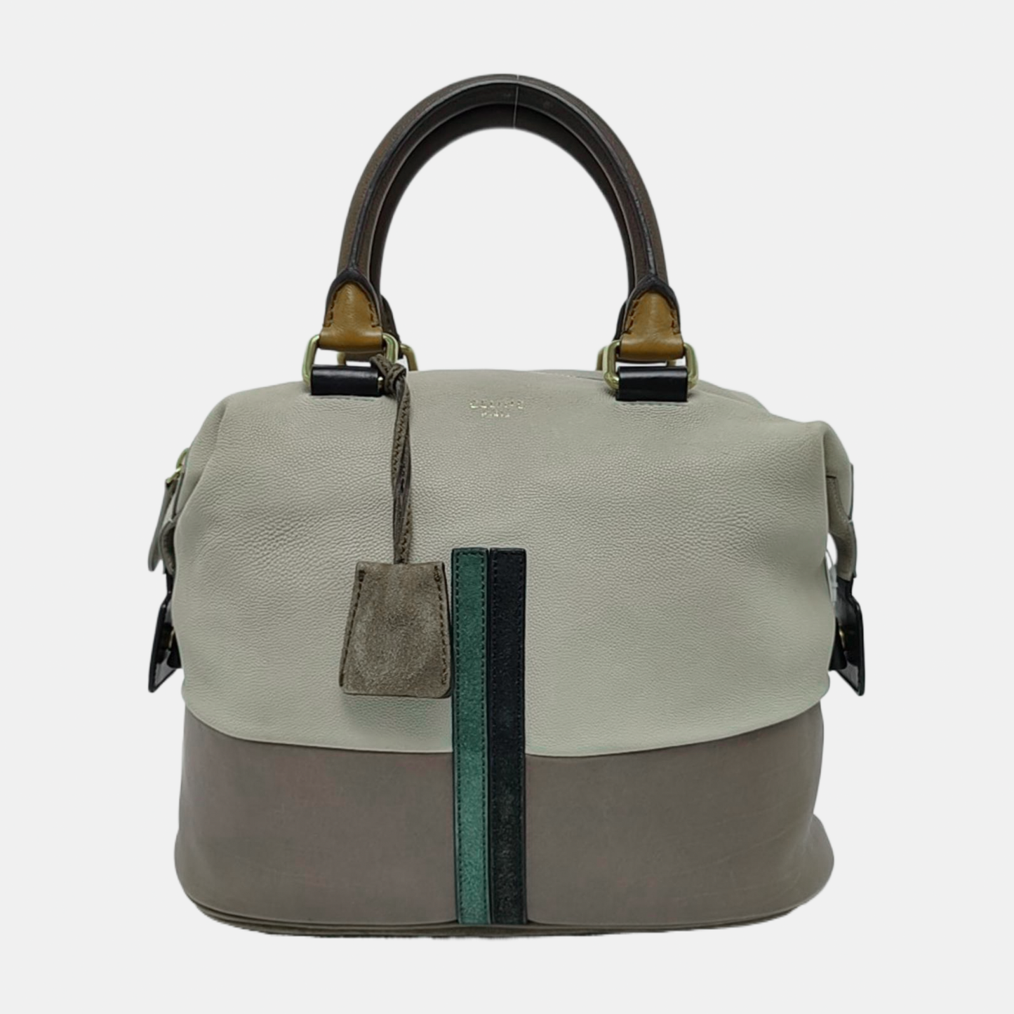 CELINE Khaki Leather Single Shoulder Bag Tote Bag Golden hardware-(SKU)-948941217