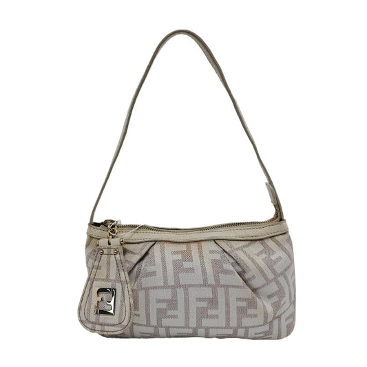 FENDI 米色织物双F老花Handheld包 Golden hardware-(SKU)-949067785