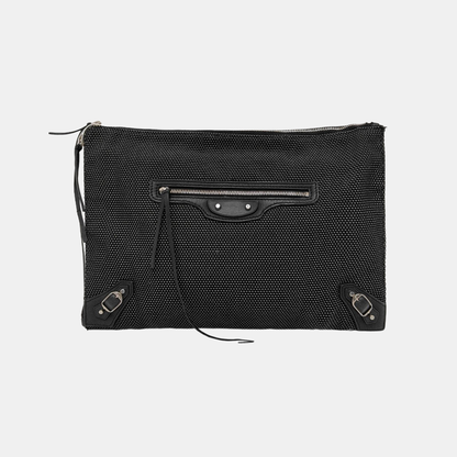 BALENCIAGA Black Fabric Studs Handbag Silver Hardware-(SKU)-949038286