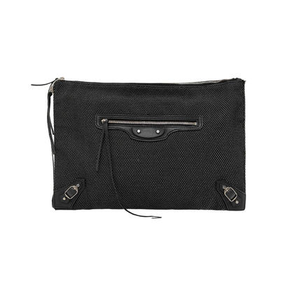 BALENCIAGA Black Fabric Studs Handbag Silver Hardware-(SKU)-949038286