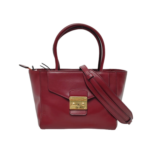 Miu Miu Burgundy leather handbag, single shoulder bag Golden hardware Removable shoulder strap-(SKU)-949081414