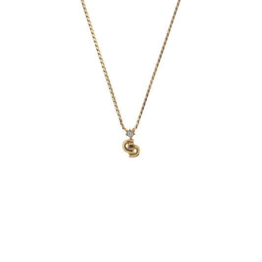 DIOR Mimirose 金色合金人造钻石镶嵌LOGO项链 Length45cm-(SKU)-942921779