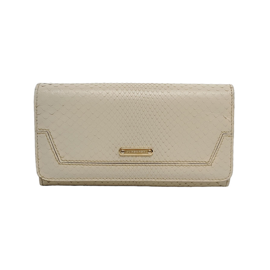 BURBERRY White snake skin wallet Golden hardware-(SKU)-935689724