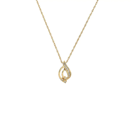 DIOR Twist Round Gold Alloy Artificial Crystal Embedded Necklace Length45cm-(SKU)-942571646