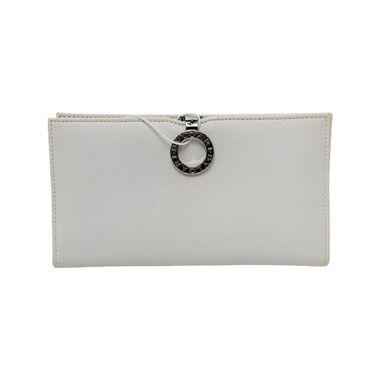 BVLGARI BVLGARI White Cowhide Wallet Silver Hardware-(SKU)-949211170