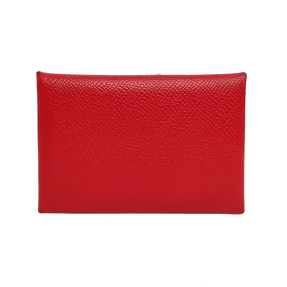 HERMÈS Calvi True redEpsom牛皮卡包 Silver Hardware Tstamp-(SKU)-949332528