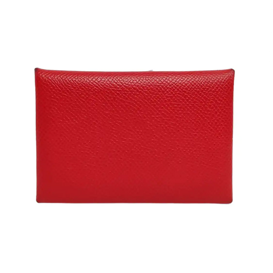 HERMÈS Calvi True redEpsom牛皮卡包 Silver Hardware Tstamp-(SKU)-949332528