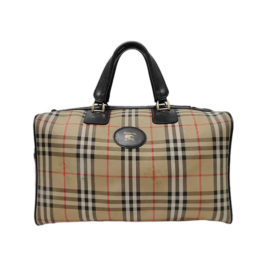 BURBERRY Khaki canvas military horse pattern tote bag Golden hardware-(SKU)-949172399