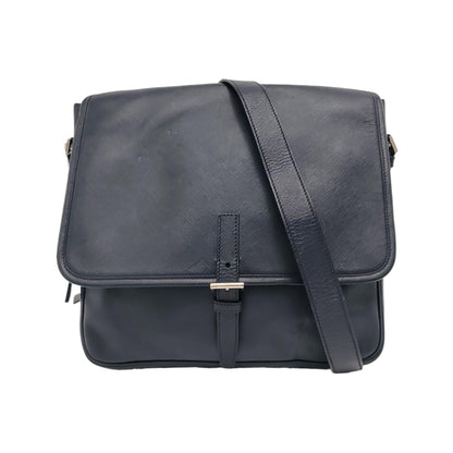 PRADA Dark Blue Cowhide Cross Grain Crossbody Bag Single Shoulder Bag Silver Hardware-(SKU)-949542016