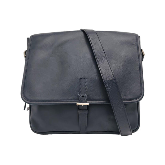PRADA Dark Blue Cowhide Cross Grain Crossbody Bag Single Shoulder Bag Silver Hardware-(SKU)-949542016
