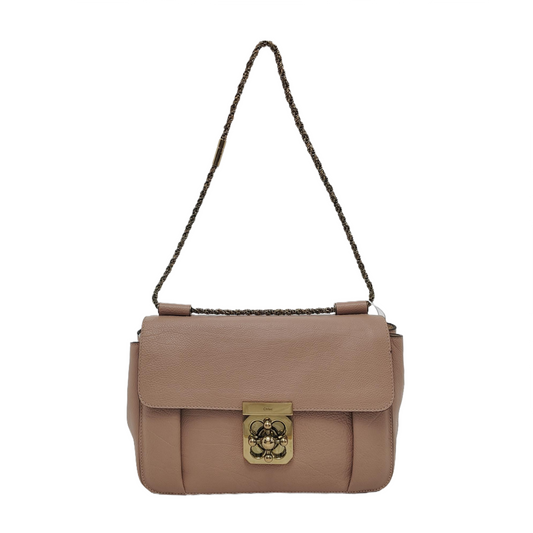 Chloé Elsie Pink Cowhide Single Shoulder Bag Tote Golden hardware-(SKU)-949587215