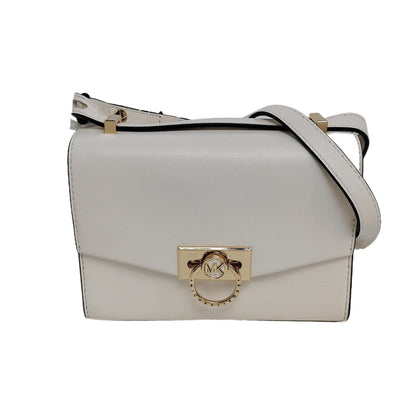 MICHAEL KORS Hendrix Extra Small White Leather Crossbody Single Shoulder Bag Golden hardware Removable shoulder strap-(SKU)-950008271
