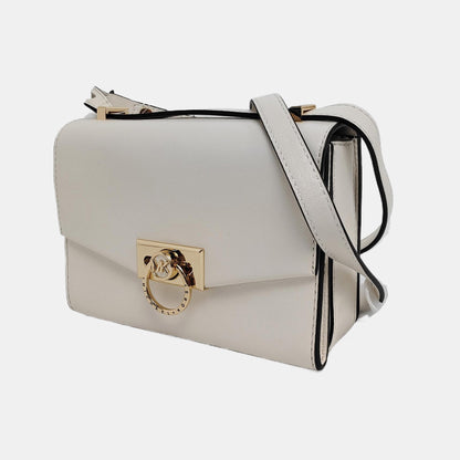 MICHAEL KORS Hendrix Extra Small White Leather Crossbody Single Shoulder Bag Golden hardware Removable shoulder strap-(SKU)-950008271
