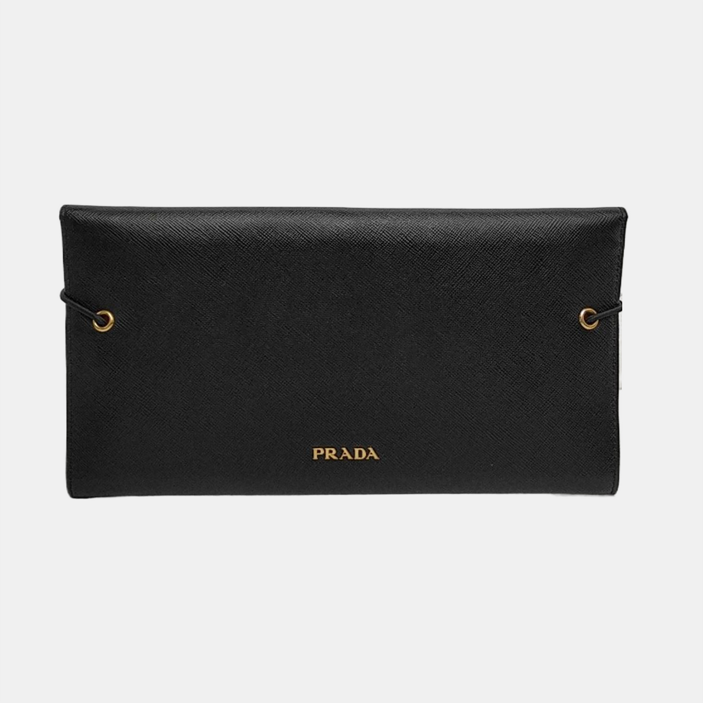 PRADA Bauletto Saffiano Black Leather Crosshatch Handbag Golden hardware-(SKU)-950001304