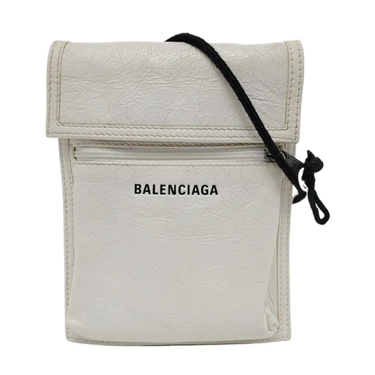 BALENCIAGA Explorer Small size White Sheepskin Single Shoulder Bag Crossbody Bag Black hardware-(SKU)-950105864