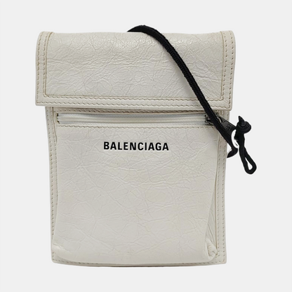 BALENCIAGA Explorer Small size White Sheepskin Single Shoulder Bag Crossbody Bag Black hardware-(SKU)-950105864