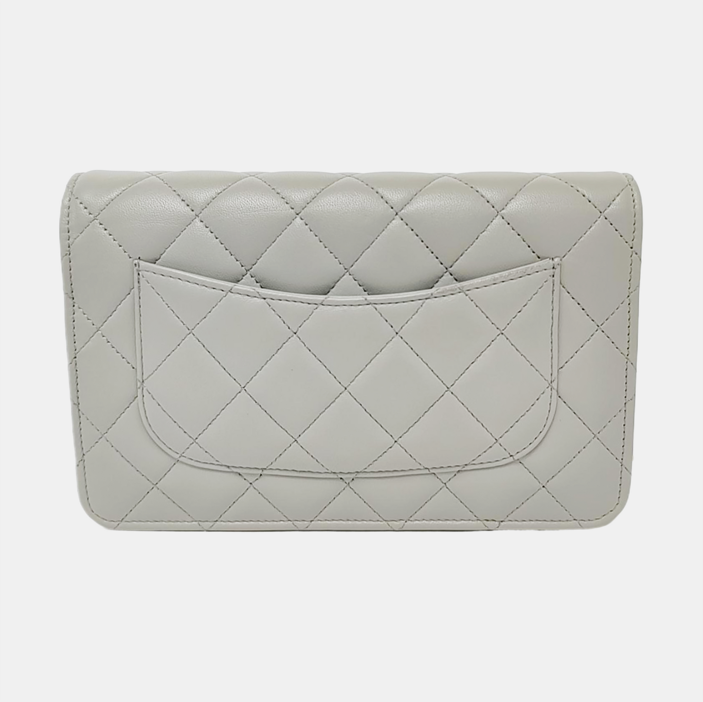 CHANEL WOC Grey Lamb Skin Quilted Crossbody Bag Single Shoulder Bag Golden Hardware-(SKU)-950142341