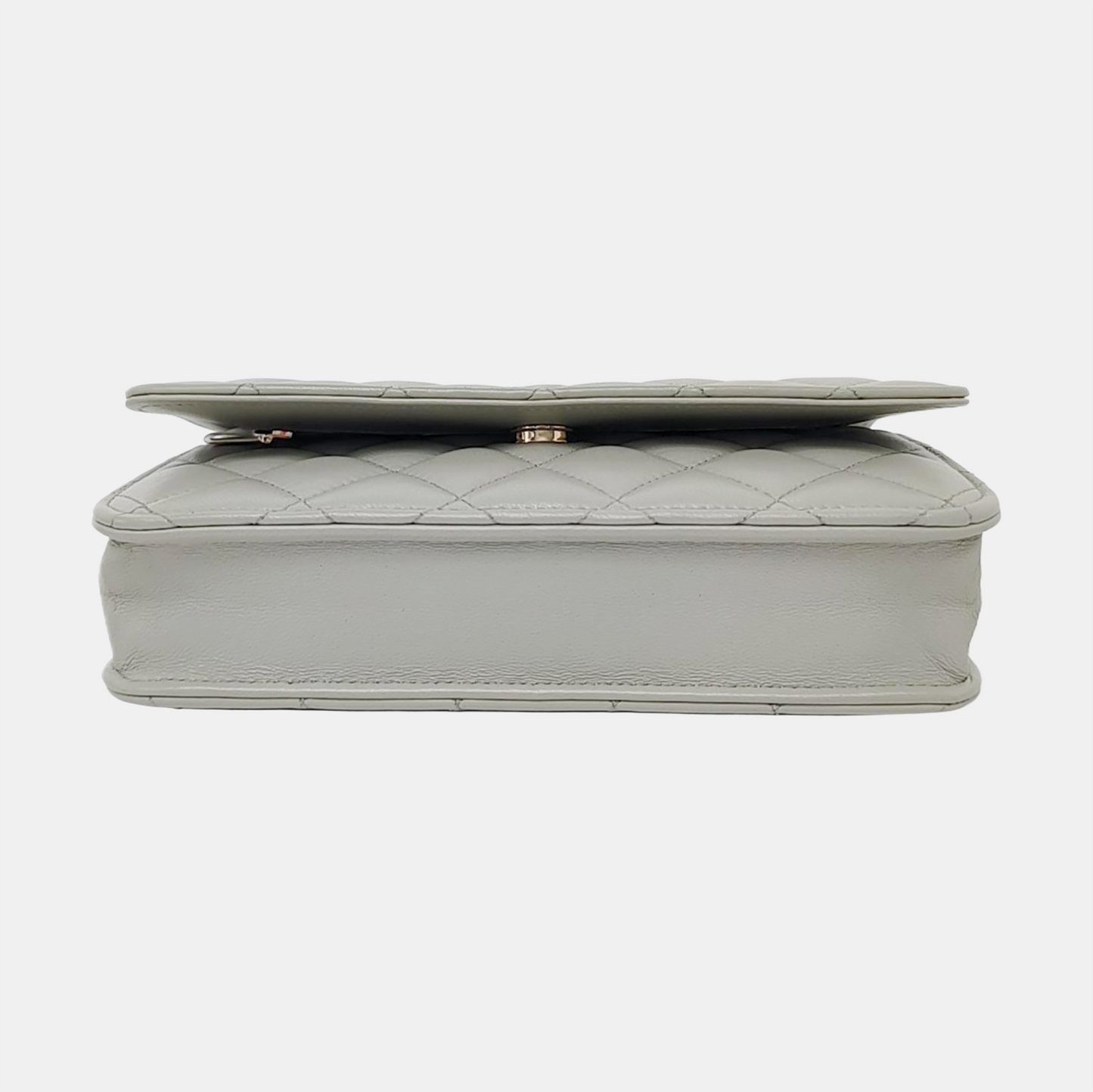 CHANEL WOC Grey Lamb Skin Quilted Crossbody Bag Single Shoulder Bag Golden Hardware-(SKU)-950142341