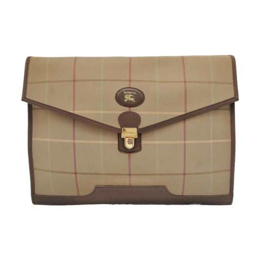 BURBERRY Brown Canvas Handbag Brown Hardware-(SKU)-950319391