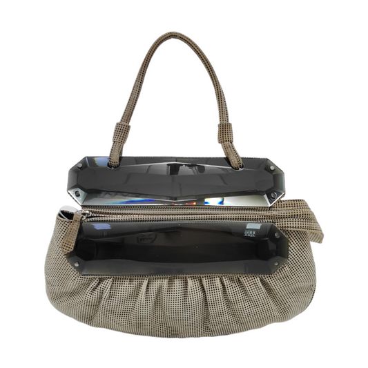 FENDI Gray Suede Handbag Silver Hardware-(SKU)-950362513