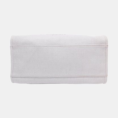 CHANEL DEAUVILLE Large White Canvas Beach Bag Single Shoulder Bag with Silver Hardware, 21 Clasp-(SKU)-950557027
