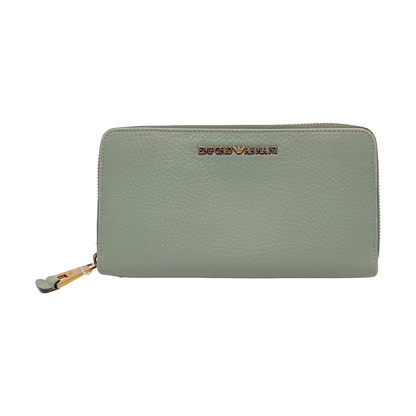 EMPORIO ARMANI Light Green Leather Wallet Golden hardware-(SKU)-950857447