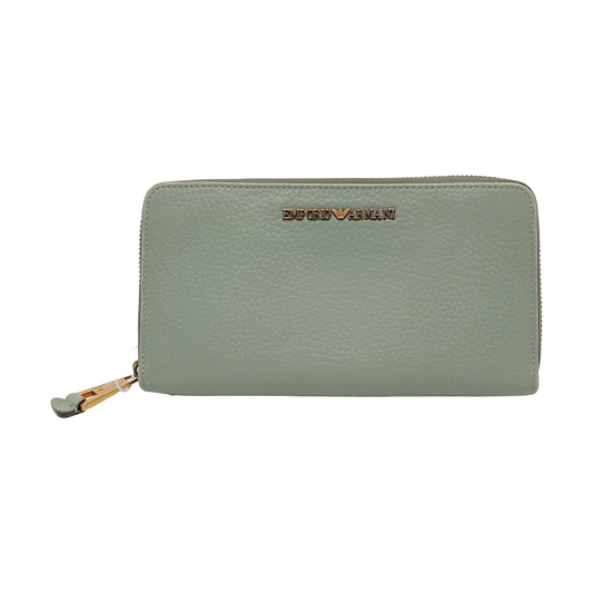 EMPORIO ARMANI Light Green Leather Wallet Golden hardware-(SKU)-950857447