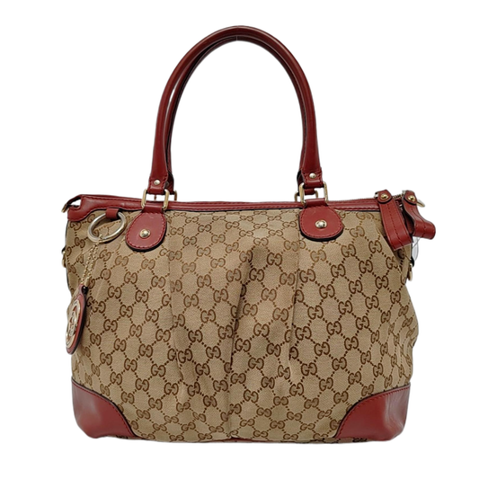 GUCCI Sukey Brown Canvas Old Flower Single Shoulder Bag Tote Bag Crossbody Bag Golden hardware-(SKU)-950557602