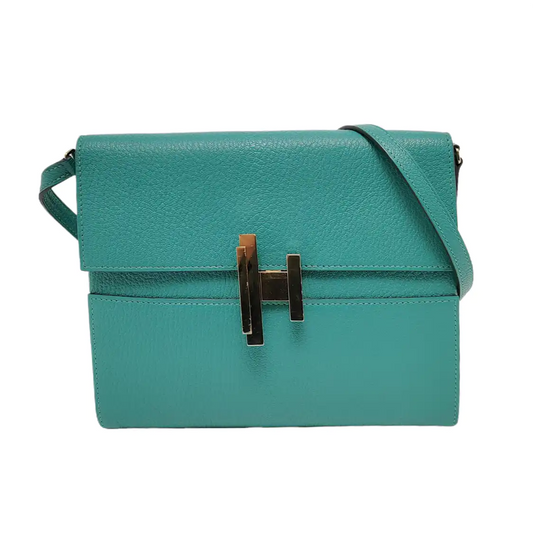 HERMÈS Cinhetic Velvet Green Chèvre Mysore Goat Leather Crossbody Shoulder Bag Golden Hardware D Removable Shoulder Strap-(SKU)-950551158