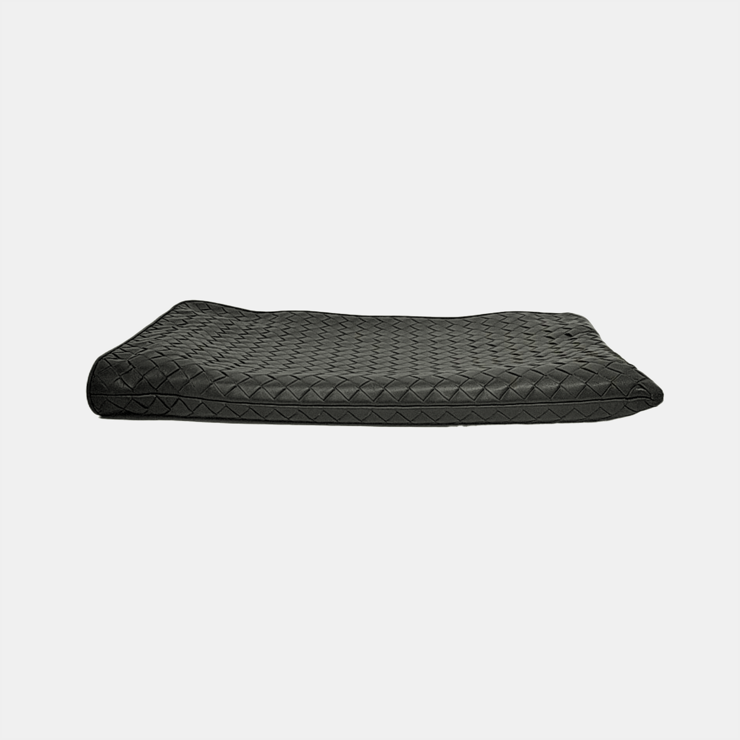 BOTTEGA VENETA Dark grey leather woven clutch Black hardware-(SKU)-950533562