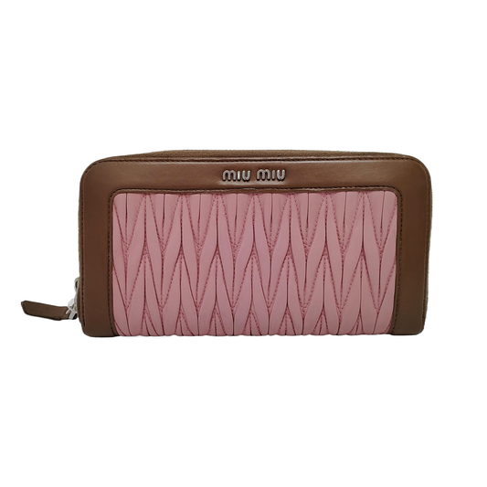 Miu Miu Pink sheepskin quilted wallet Silver Hardware-(SKU)-950469660