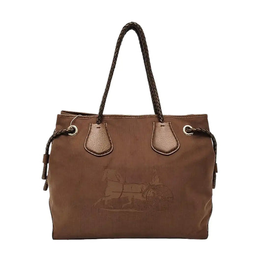 CELINE Tote bag Brown Canvas Shoulder Bag Silver Hardware-(SKU)-950569328