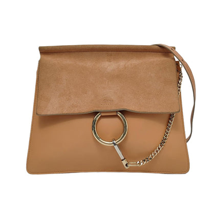 Chloé Faye Medium size Orange Suede Leather Single Shoulder Bag Golden hardware Removable shoulder strap-(SKU)-950948010