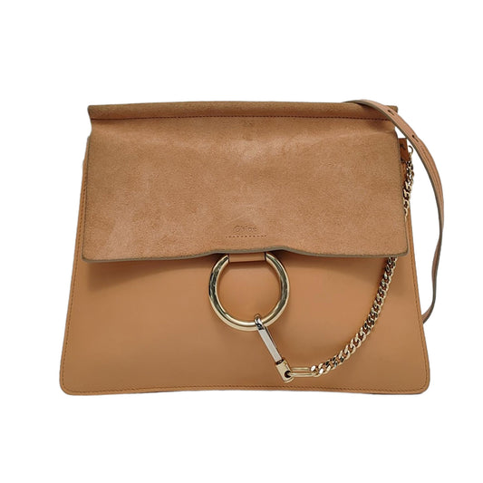 Chloé Faye Medium size Orange Suede Leather Single Shoulder Bag Golden hardware Removable shoulder strap-(SKU)-950948010