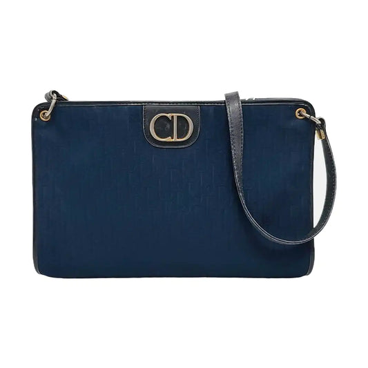 DIOR Blue Fabric Monogrammed Jacquard Single Shoulder Bag, Crossbody Bag Golden hardware-(SKU)-950956389