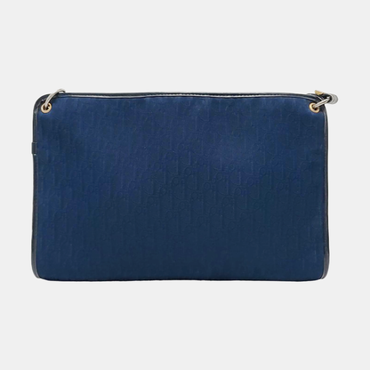 DIOR Blue Fabric Monogrammed Jacquard Single Shoulder Bag, Crossbody Bag Golden hardware-(SKU)-950956389