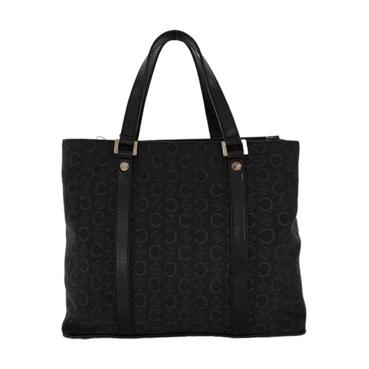 CELINE Tote bag Black Fabric Triumph Arch Embossed Handbag Single Shoulder Bag Golden hardware-(SKU)-951292788