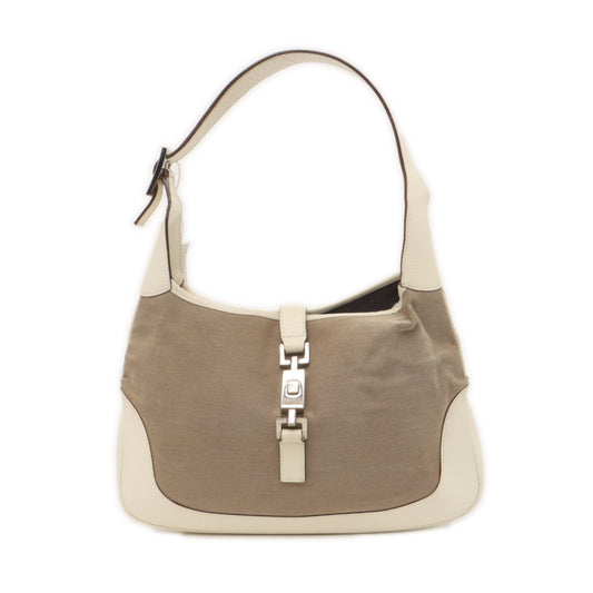GUCCI Bardot Ebony Coated Canvas Single Shoulder Bag Handbag Silver Hardware-(SKU)-939776202