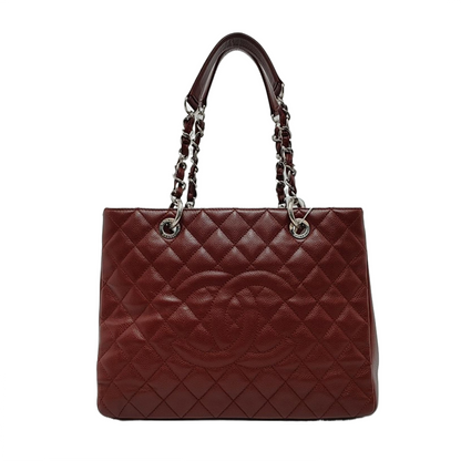 CHANEL CHANEL GST Large Red Calfskin Quilted Monogram Shoulder Bag Tote Bag Silver Hardware 18K-(SKU)-951260857