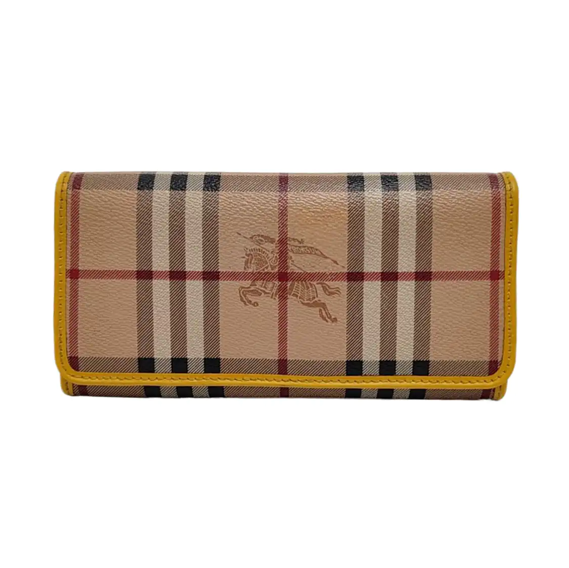 BURBERRY Khaki Coated Canvas Warhorse Plaid Wallet Golden hardware Sub-bag-(SKU)-951243159