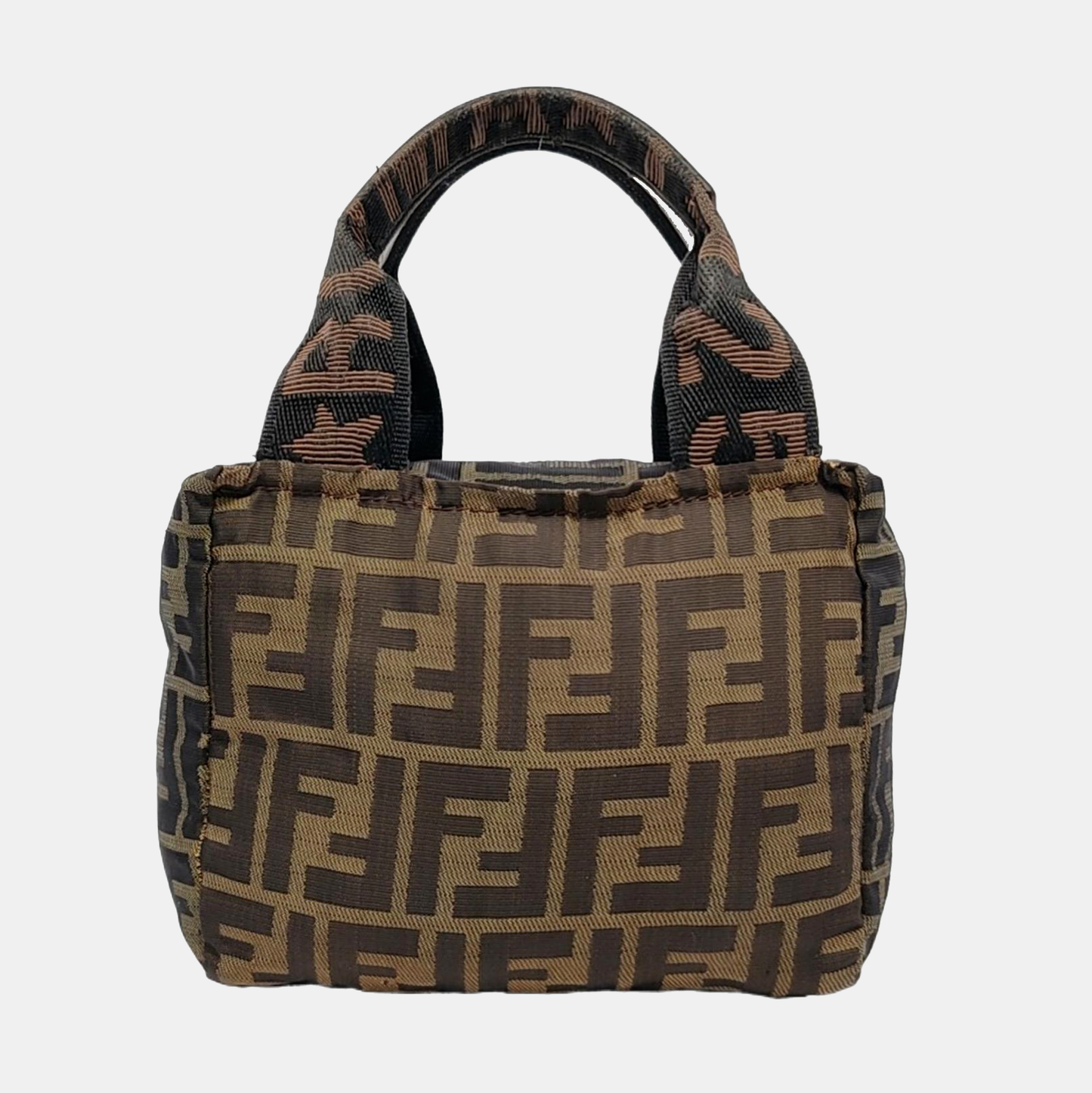 FENDI 棕色帆布双FHandheld包 Silver Hardware-(SKU)-950947181