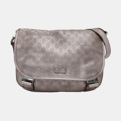 GUCCI GG Imprime Rose Gold Coated Canvas Vintage Single Shoulder Bag Crossbody Bag Silver Hardware-(SKU)-951246609