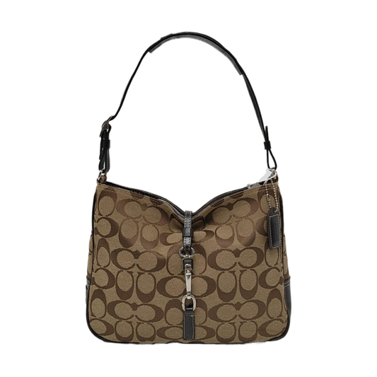 COACH Khaki canvas monogram crossbody bag, handbag Silver Hardware-(SKU)-951046342