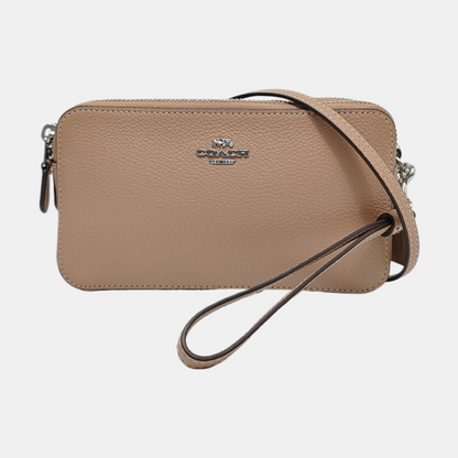 COACH Camera Bag Brown Leather Single Shoulder Bag Crossbody Bag Silver Hardware Removable shoulder strap-(SKU)-951332915