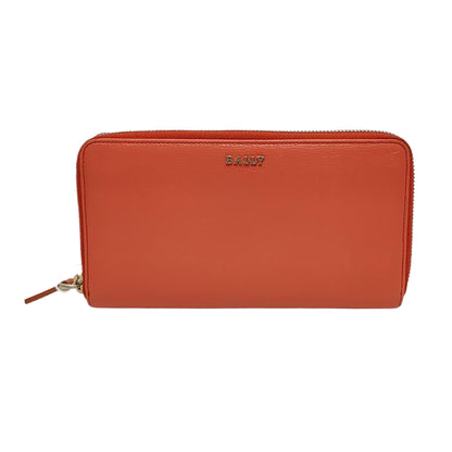 BALLY Orange-Pink Leather Embossed Wallet Golden hardware-(SKU)-951391066