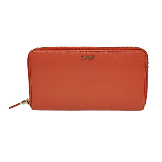 BALLY Orange-Pink Leather Embossed Wallet Golden hardware-(SKU)-951391066