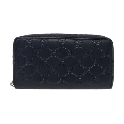 GUCCI Dark blue leather old-favorite textured wallet Silver Hardware-(SKU)-951353413