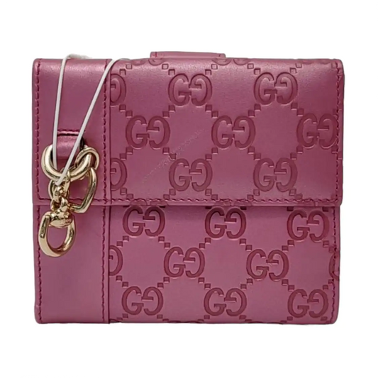 GUCCI Heart Bit Pink cowhide vintage embossed wallet Golden hardware-(SKU)-951257321