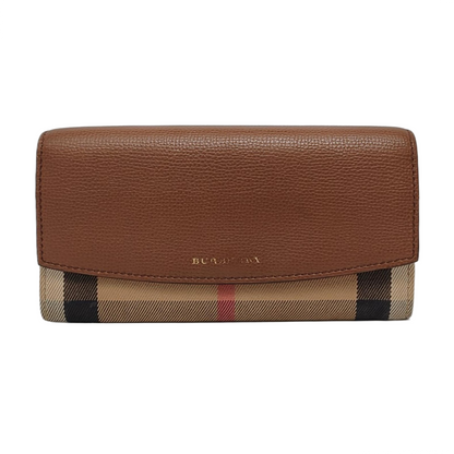 BURBERRY Brown Canvas Tartan Pattern Wallet Golden hardware-(SKU)-951700332